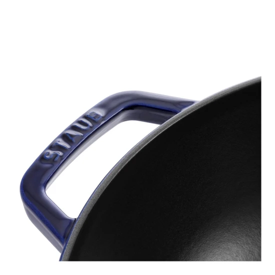 Staub Specialties | Wok üvegfedővel 30 cm | kerek | öntöttvas | sötétkék
