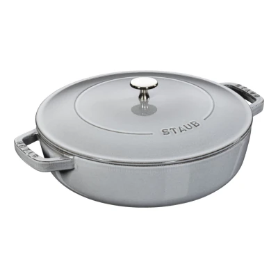 Staub Braisers | mély serpenyő fedővel 28 cm | kerek | öntöttvas | grafitszürke