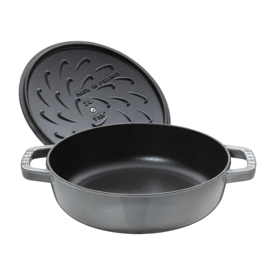 Staub Braisers | mély serpenyő fedővel 28 cm | kerek | öntöttvas | grafitszürke