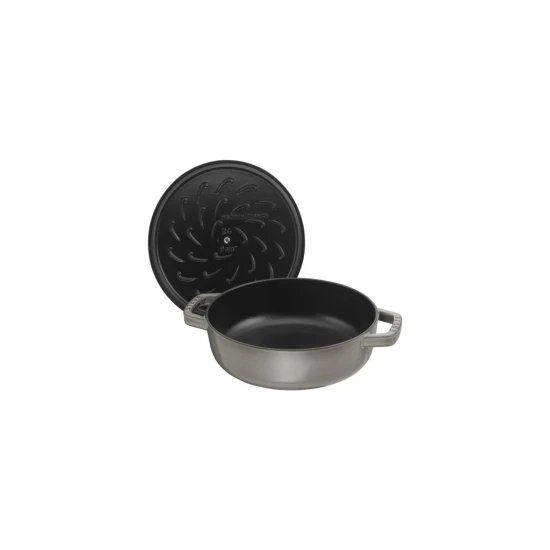 Staub Braisers | mély serpenyő fedővel 28 cm | kerek | öntöttvas | grafitszürke