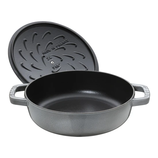 Staub Braisers | multifunkciós mély serpenyő kerek 24 cm  szürke 24 cm | kerek | öntöttvas | grafitszürke