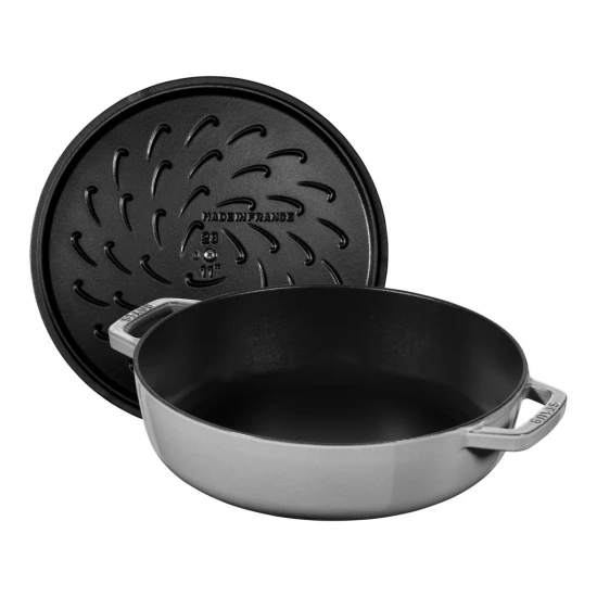 Staub Braisers | multifunkciós mély serpenyő kerek 24 cm  szürke 24 cm | kerek | öntöttvas | grafitszürke
