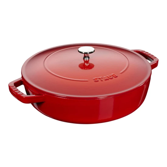 Staub Braisers | mély serpenyő fedővel 28 cm | kerek | öntöttvas | cherry