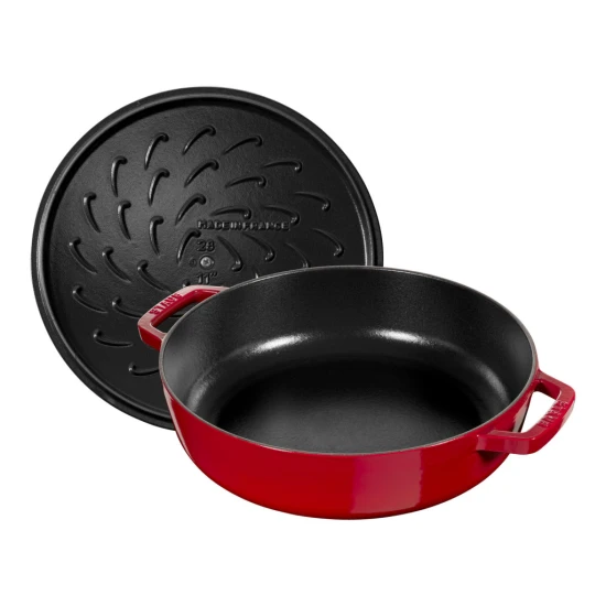 Staub Braisers | mély serpenyő fedővel 28 cm | kerek | öntöttvas | cherry