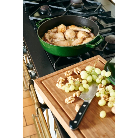 Staub Braisers | mély serpenyő fedővel 28 cm | kerek | öntöttvas | bazsalikomzöld