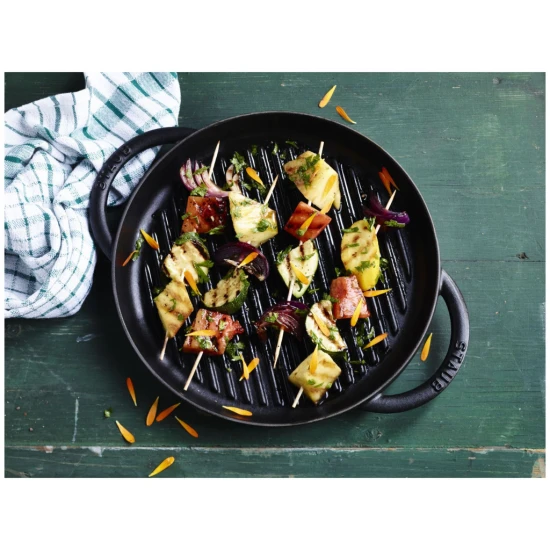 Staub Grillserpenyők | grillserpenyő 23 cm | kerek | öntöttvas | fekete