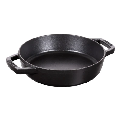 Staub Pans | serpenyő két fogantyúval 20 cm | öntöttvas | fekete | kerek