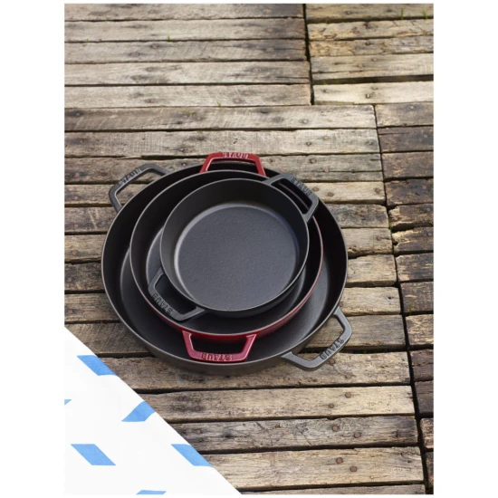 Staub Pans | serpenyő két fogantyúval 20 cm | öntöttvas | fekete | kerek
