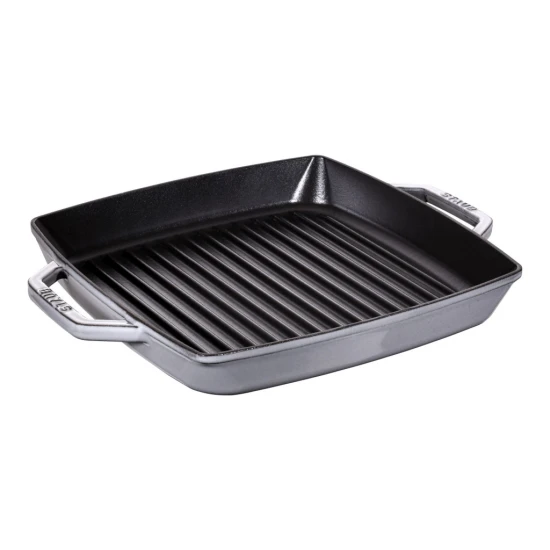 Staub Grillserpenyők | grillserpenyő 28 cm | négyzetalakú | öntöttvas | grafitszürke