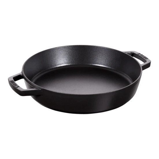 Staub Pans | serpenyő két fogantyúval 26 cm | öntöttvas | fekete | kerek