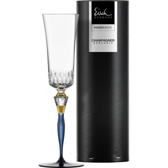 Eisch CHAMPAGNE EXCLUSIV pezsgőspohár kék díszhengerben 2,5dl 280 mm Eisch CHAMPAGNE EXCLUSIV pezsgőspohár kék díszhengerben 2,5dl 280 mm