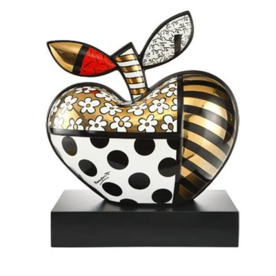 Romero Britto Golden Big Apple figura porcelán Limited Edition 40 cm