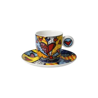 Romero Britto A New Day csésze + alj csontporcelán 0,1l