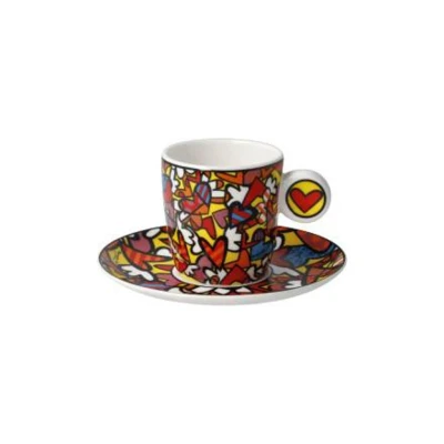 Romero Britto All We Need is Love csésze + alj csontporcelán 0,1l