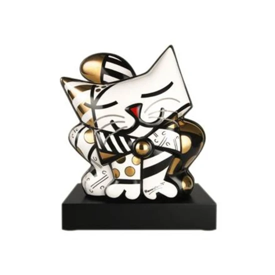 Romero Britto Golden Cat figura porcelán Limited Edition 31 cm
