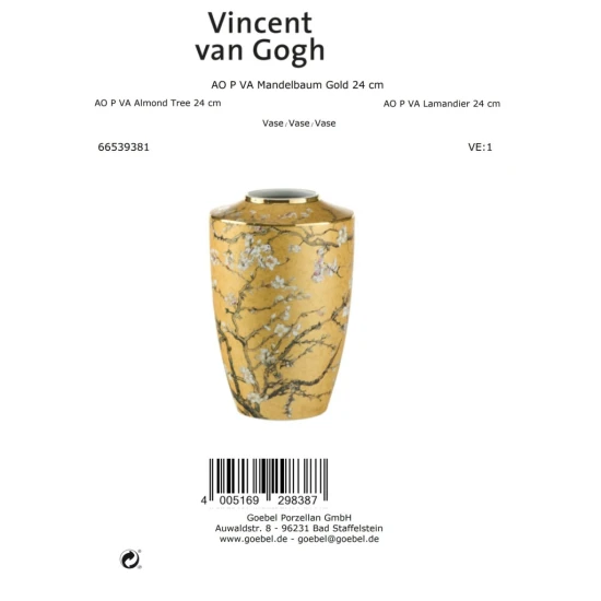 Goebel Vincent van Gogh - Almond Tree Golden Váza 24 cm