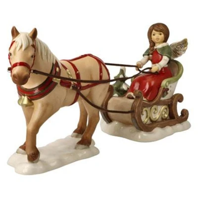 Winter Sleigh Ride angyal kerámia  17 cm