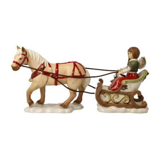 Winter Sleigh Ride angyal kerámia  17 cm