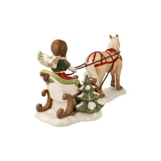 Winter Sleigh Ride angyal kerámia  17 cm