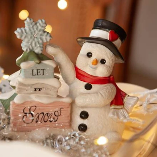 Snowman - Let it Snow figura kerámia  12 cm