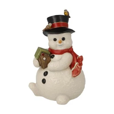 Snowman -Moving into Winters Home figura kerámia  13.5 cm