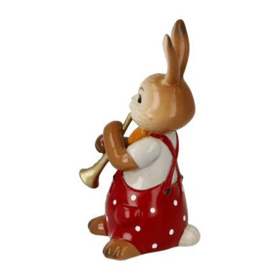 Rabbit - Cute Flute Player figura kerámia  8 cm