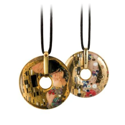 Gustav Klimt - The Kiss nyaklánc porcelán Textile necklace 58cm