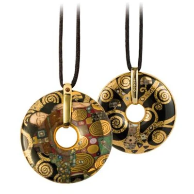 Gustav Klimt - The fulfilment nyaklánc porcelán Textile necklace 58cm
