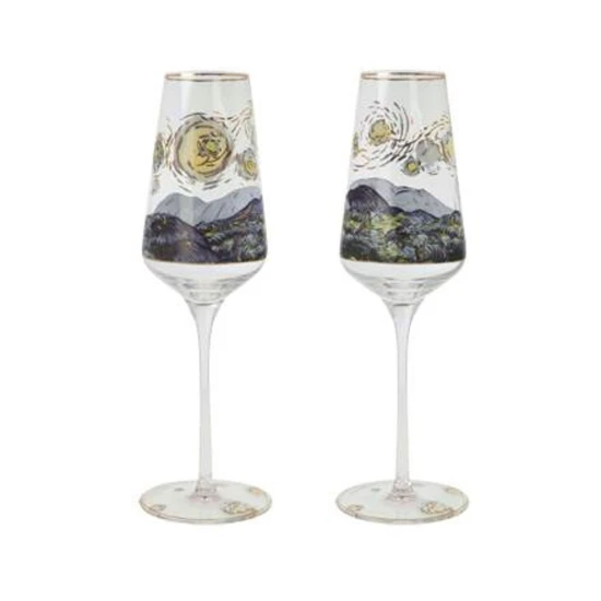 Vincent Van Gogh -Starry night pezsgőspohár üveg 0,1l