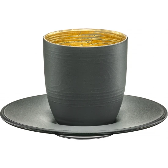 Eisch COSMO COLLECT eszpresszócsésze és csészealj szürke-arany 1dl 65 mm Eisch COSMO COLLECT eszpresszócsésze és csészealj szürke-arany 1dl 65 mm