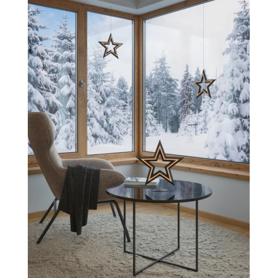 FREESTAR - fekete tölthető  világító csillag 30 cm