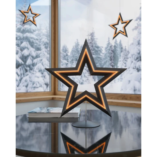 FREESTAR - fekete tölthető  világító csillag 30 cm