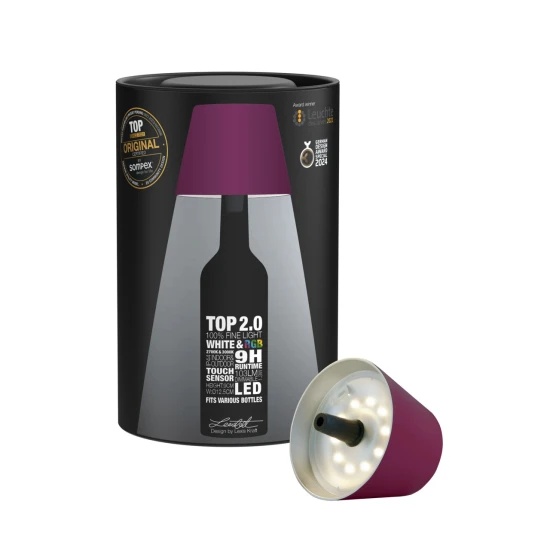 TOP 2.0 - bordó tölthető lámpa palackba 11 cm