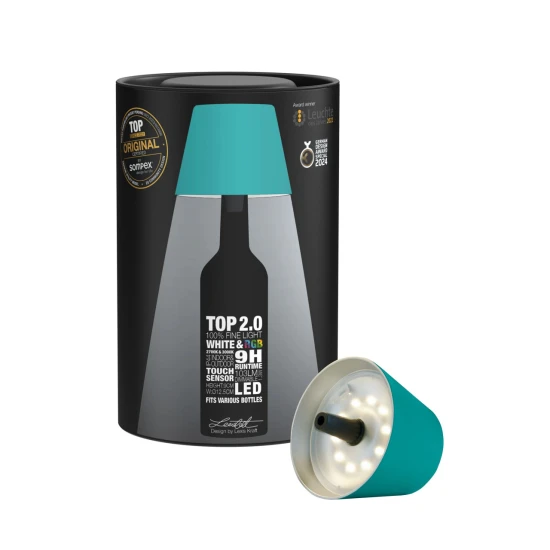 TOP 2.0 - türkiz tölthető lámpa palackba 11 cm