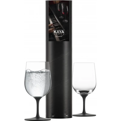 Eisch KAYA BLACK 2 db ásványvizes pohár díszhengerben 3,4dl 165 mm