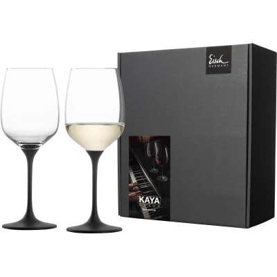Eisch KAYA BLACK 2 db fehérboros pohár díszdobozban  4,2dl 219 mm