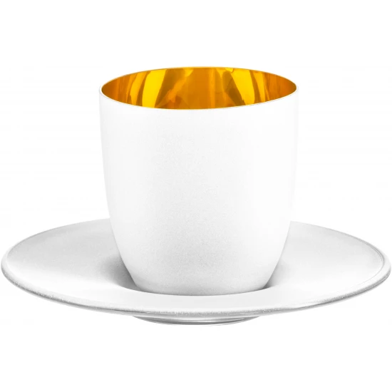 Eisch COSMO PURE WHITE Affogato al oro kávéscsésze kiöntővel díszhengerben 1dl 65 mm Eisch COSMO PURE WHITE Affogato al oro kávéscsésze kiöntővel díszhengerben 1dl 65 mm