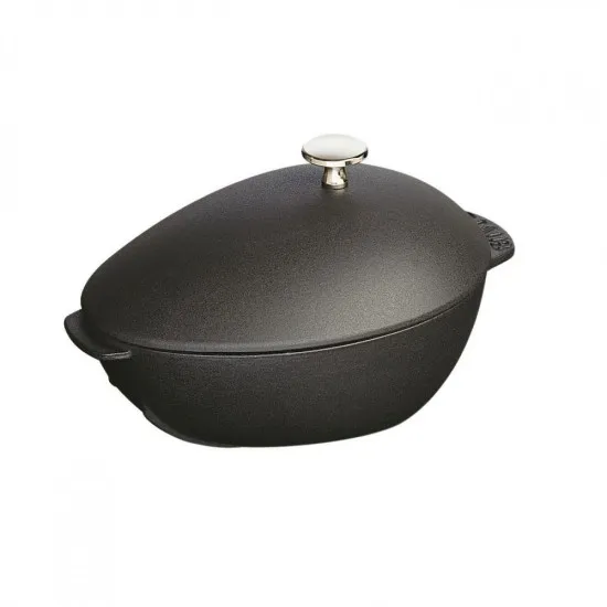 Staub kagylóformájú öntöttvas edény | ovális | fekete 25 cm