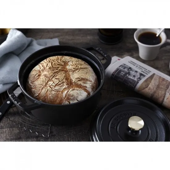 Staub öntöttvas edény | fekete | kerek | 30 cm | 8,35l