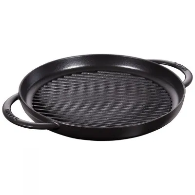 Staub öntöttvas kerek grillserpenyő fekete 1,2 l 30 cm