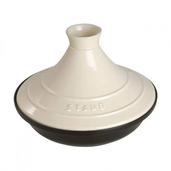 Staub öntöttvas tajine | fekete/krémszinű | kerek | 28 cm