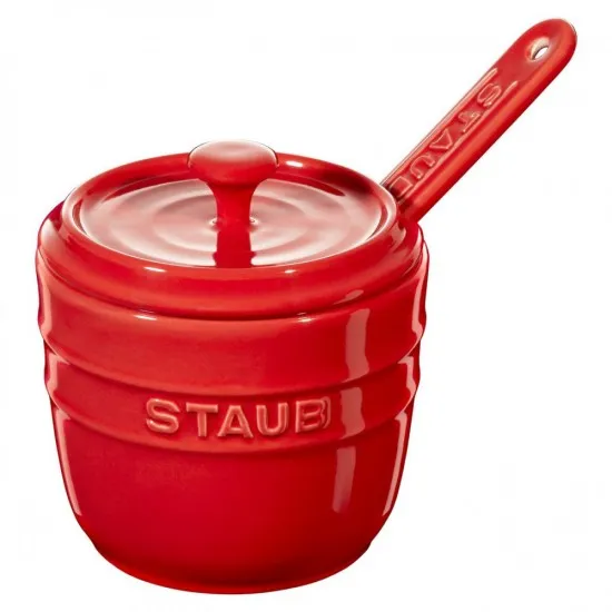 Staub kerámia cukortartó | 9 cm | meggypiros | kerek