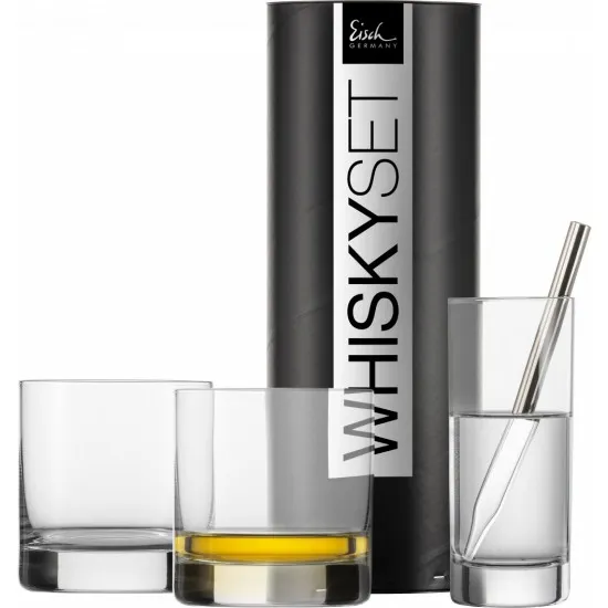 Eisch Gentleman Whisky készlet, 4 db-os  díszhengerben